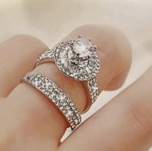 Diamonique 14k Gold Filled Ring Set